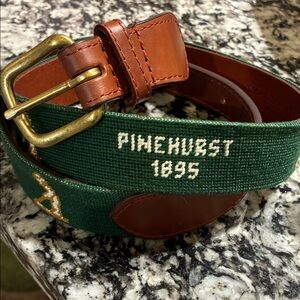 Pinehurst 1895 Green Canvas with Brown Leather Men’s Belt